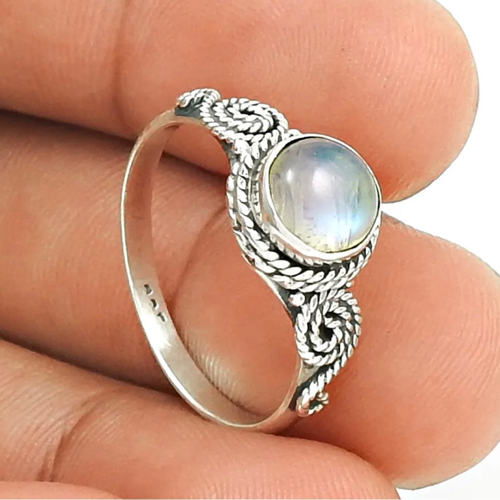 Rainbow moonstone Gemstone 925 Sterling Silver Ring Beauty Ring